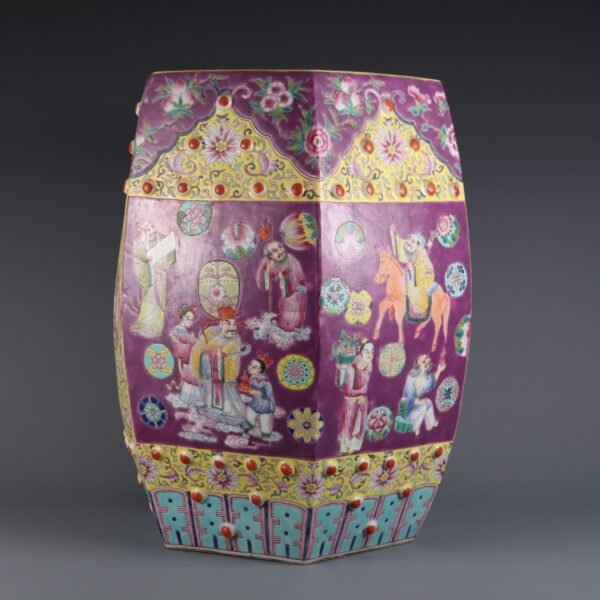 group of immortals in rouge red and yellow ground, made in Jiaqing period of Qing Dynasty
